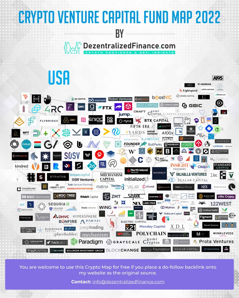 Top 600 Crypto Venture Capital Funds Map - USA